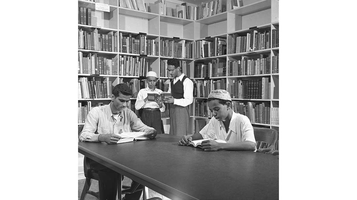 In the library 1954