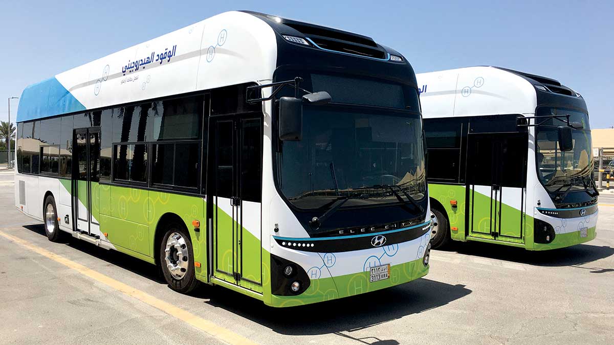 Aramco hydrogen fueled buses