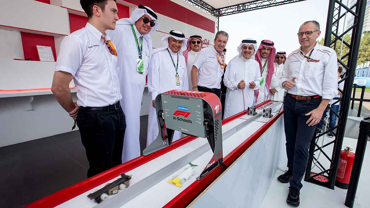 F1 in Schools comes to the Kingdom as Aramco CEO Amin Nasser is joined by senior Vice Presidents Nabeel A. Al Jama' and Mohammed Y. Al Qahtani