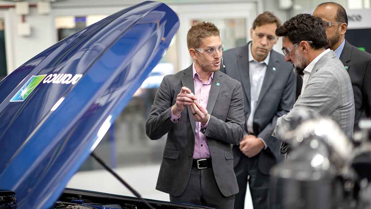 Yasir O. Al-Rumayyan, Aramco chairman of the board of director, tours the Aramco Research Center in Detroit