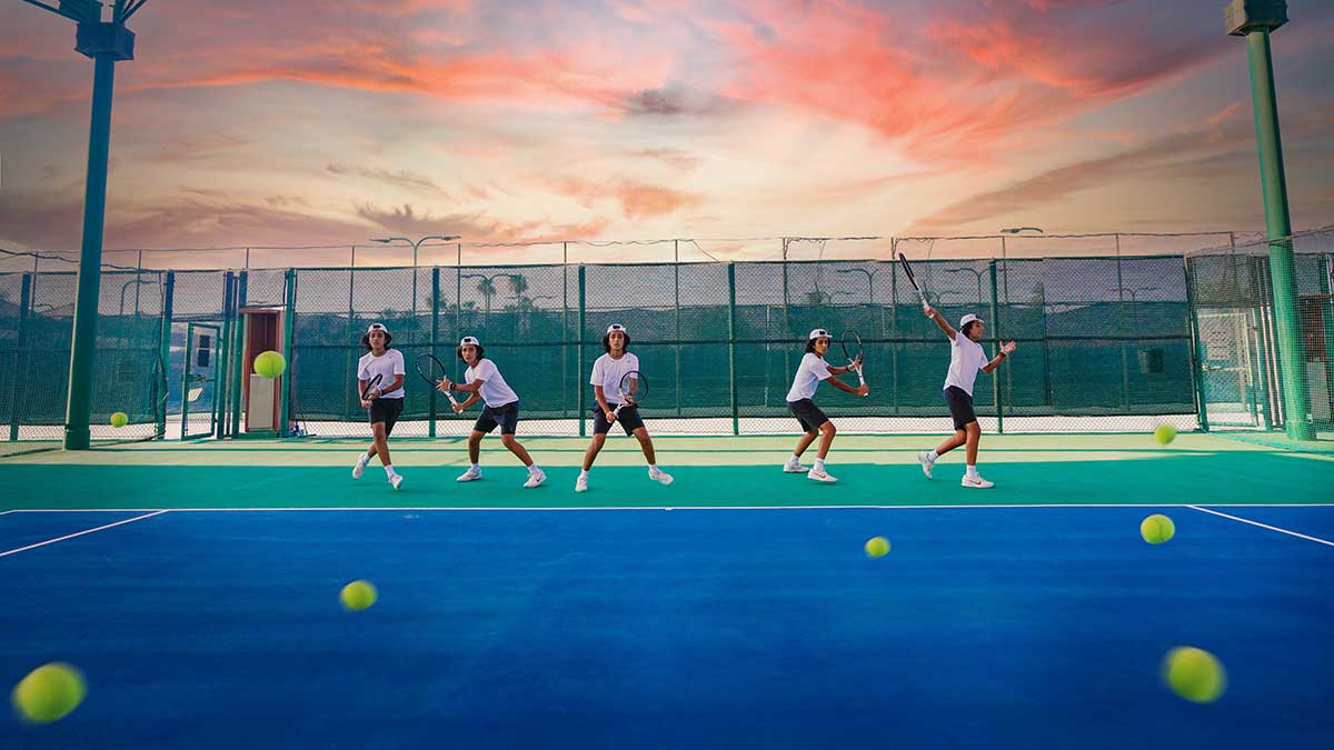 Aramcon Issah Ali, 15, practices at the Dhahran tennis courts