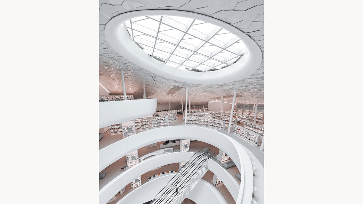 The library at the King Abdulaziz Center of World Culture (Ithra) in Dhahran as part of Frankfurt Book Fair