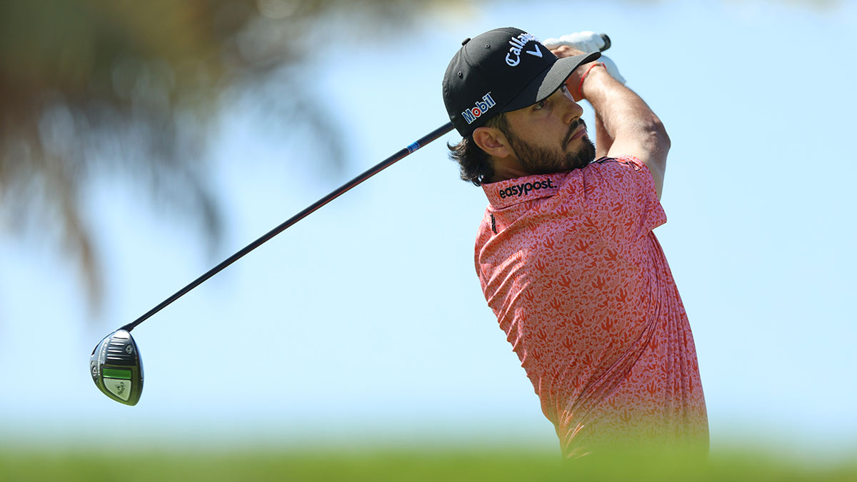 Saudi Men's Invitational winner Abraham Ancer tees off at Royal Greens