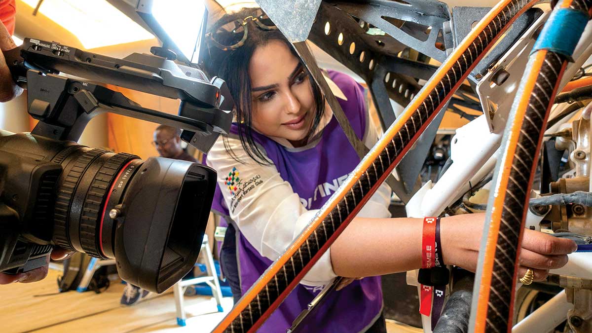 Najwa Al-Sharyoufi working as a scrutineer HERO Aramcon